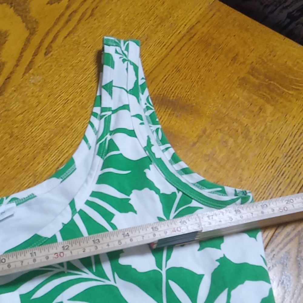 CALVIN KLEIN Womens Dress Maxi LARGE WHITE GREEN Resort Vacation Casual Preowned - Picture 9 of 11